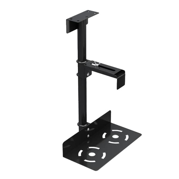 PC-kabinetholder, justerbar bredde, robust metal konstruktion, sort