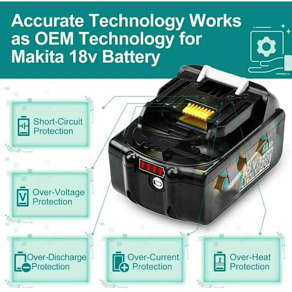 Makita Kompatibel LXT Batteri, 18V, 6.0Ah Kapacitet, Li-ion Teknologi 1 set 6.0 1 set 6.0