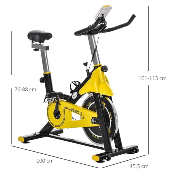Stationär cykel, justerbart motstånd, kompakt design, GUL