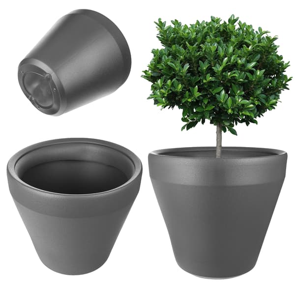 Blomsterkrukke, Holdbart Plastik, Moderne Design, Mørk Grå-a, Stor-a