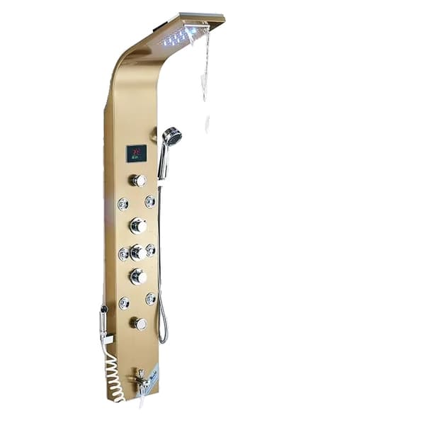 Guld Duschpanel, Digital Skärm, LED-lampa,Guld 8009