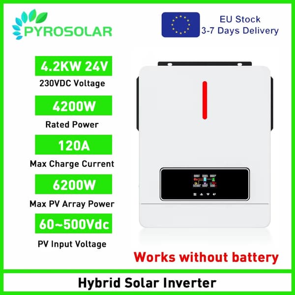 Solcelleinverter, Hybriddesign, Høj effektivitet, 4.2KW 24V BMS Wifi, 220-240V