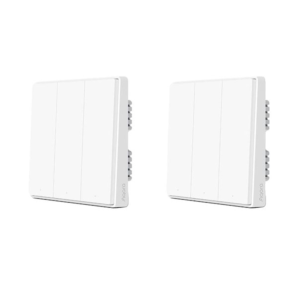 Aqara Zigbee Smart Väggströmbrytare, Dubbla Kontrollkanaler, Möjlighet till Fjärrkontroll,2X D1 med Neutral 3K 2X D1with Neutral 3K 2X D1with Neutral 3K