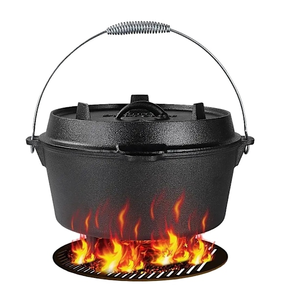 BBQ Dutch Oven, 4.0L Kapacitet, Støbejern Konstruktion 4L