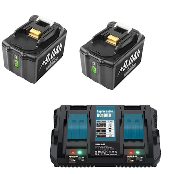 Makita BL1860B Batteri, 18V, 90Ah, Långvarig Kraft, 2 B 1C 2 B 1C 2 B 1C