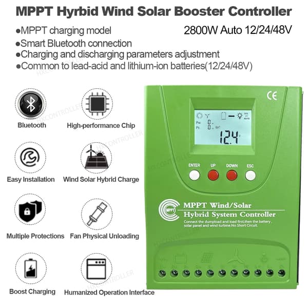 Vind Sol Laddningskontroll, MPPT, Inbyggt Bluetooth
