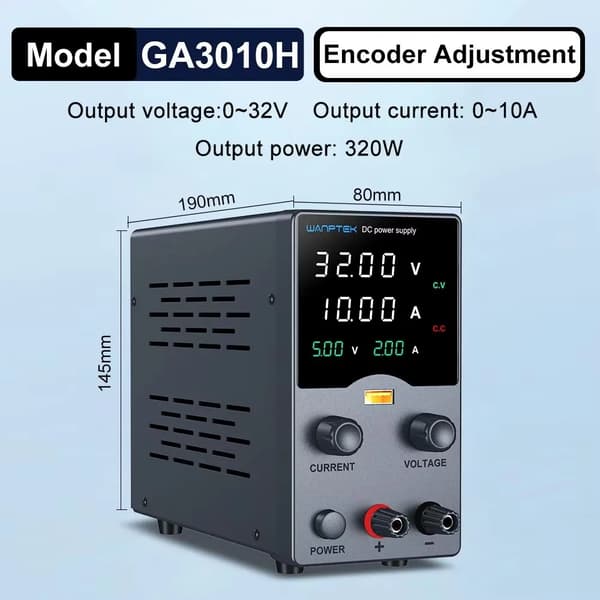 Laboratoriekraftförsörjning, Justerbar Spänning, USB Utgångsdisplay, 0-32V 0-10A, 220V EU Plug-b