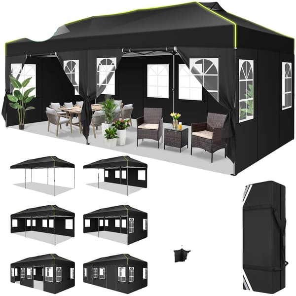 Pavillon, Vandtæt, Justerbar Højde, Sort