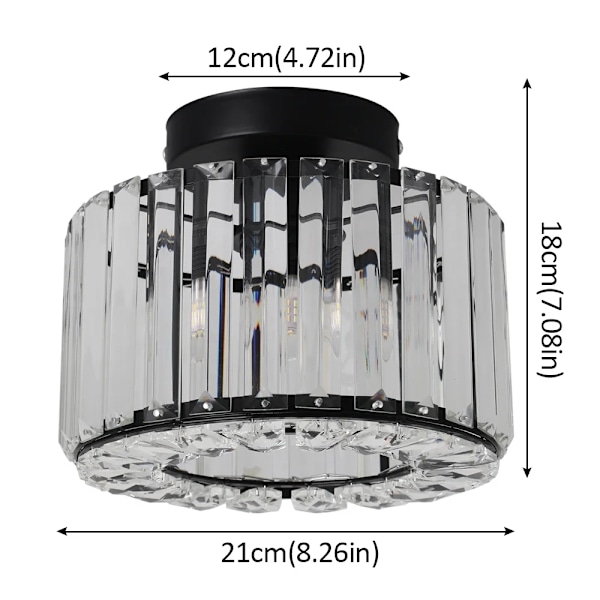 Moderne Krystal Loftlampe, Rustfrit Stål, Overflademonteret, E27 LED,Model B - Sort, Ingen pærer Model B -Black