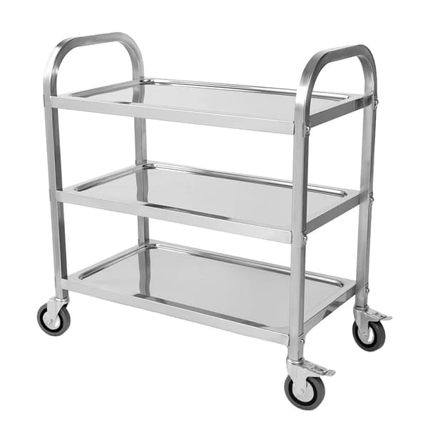 Köksvagn, Rostfritt Stål, 3-Nivå Design, Silver