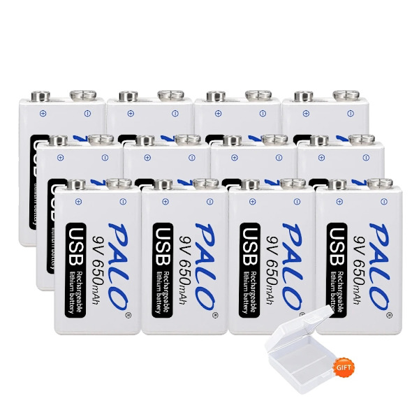 9V 650mAh Lithium-Ion Genopladeligt Batteri, CE Certificeret, 7.2-8.4V,12 stk 12pcs 12pcs