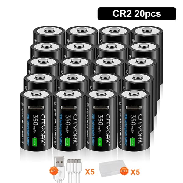 CR2-batteri, 3,7 Volt, uppladdningsbart, 20PCS Batteri