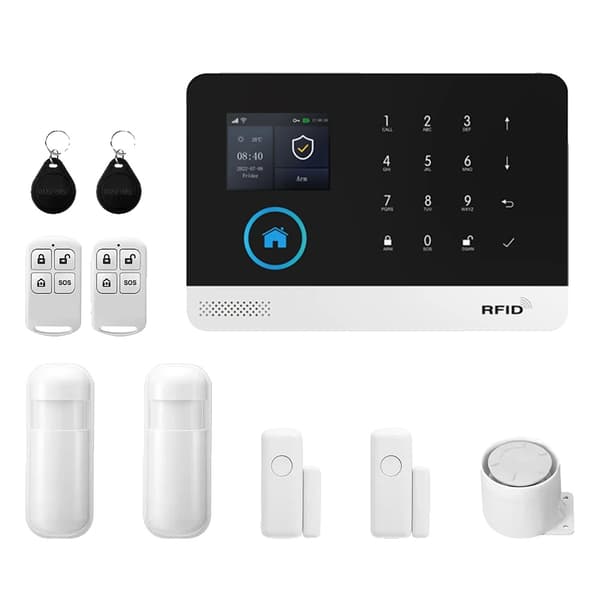 Säkerhetslarmssystem, Trådlös Kontroll, Smarta Hem Integration, 4G WiFi Larm Kit B, EU Kontakt
