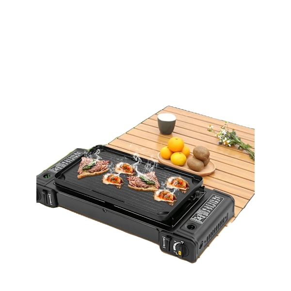 Campingkomfur, Dobbeltbrænder, Bærbart Design, sort