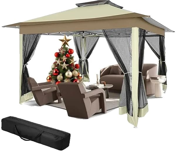 Gazebo Telt, Pop-Up Design, UV Beskyttelse, Khaki