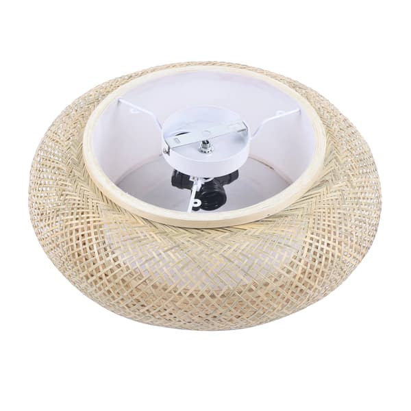 Bambus Loftlampe, Håndvævet Design, 3 E27 Pære Kapacitet, lysegul, lysegul