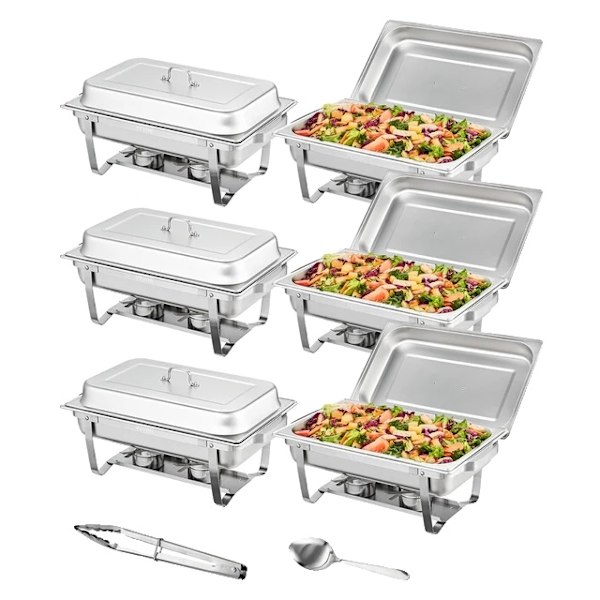 Tarjoiluastiasarja, ruostumaton teräs, ruoanlämmitinpalvelin, 6 pakkausta 6 Packs 6 Packs