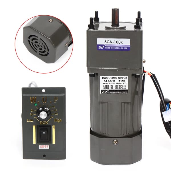 AC Drivmotor, 90W Effekt, 220V Spänning, 1:100 Utväxlingsförhållande, Variabel Hastighetskontroll, Återvändbar Funktion