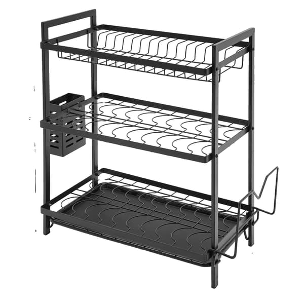 Vaskestativ, Multi-Niveau Design, Holdbar Jernkonstruktion, sort, 3-lags