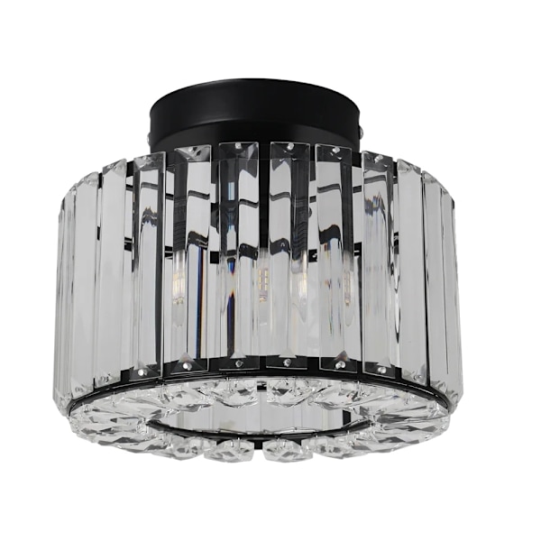 Moderne Krystal Loftlampe, Rustfrit Stål, Overflademonteret, E27 LED,Model B - Sort, Ingen pærer Model B -Black