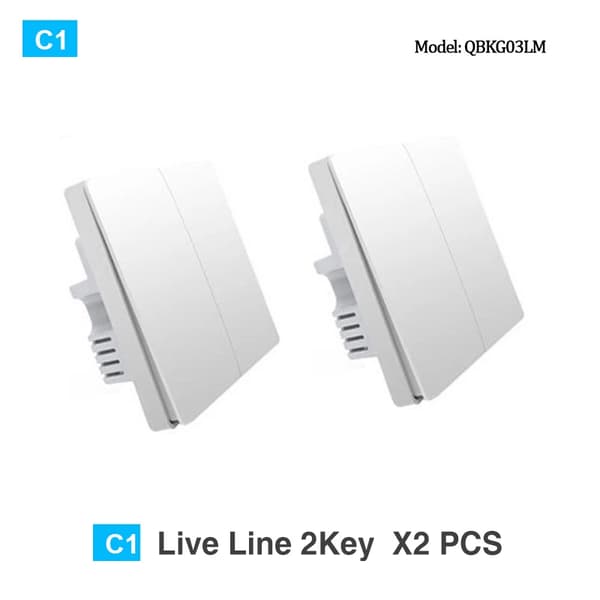 <Aqara Smart Vægbryder, 3 Taster Kontrol, ZigBee Forbindelse>, 2XNO neutral 2Key