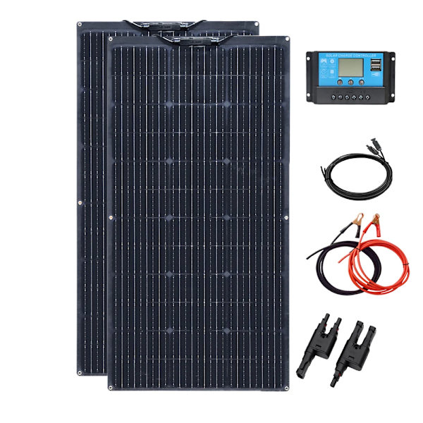 Solpanelssats, 200W flexibla paneler, kompatibilitet med 12V-batteri, 12V 200W kit