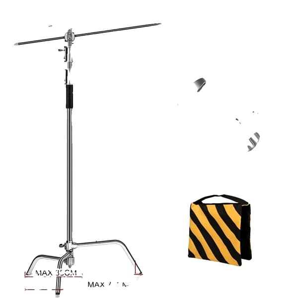 Fotostudio Kit, Boom Arm, Sandpose, 2.6M Sølv