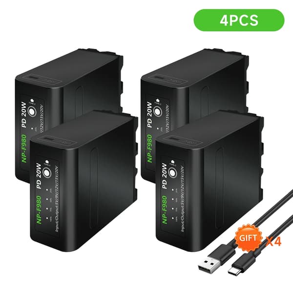 Batteri, 10800mAh kapacitet, USB-uppladdningsbart, 4Pcs