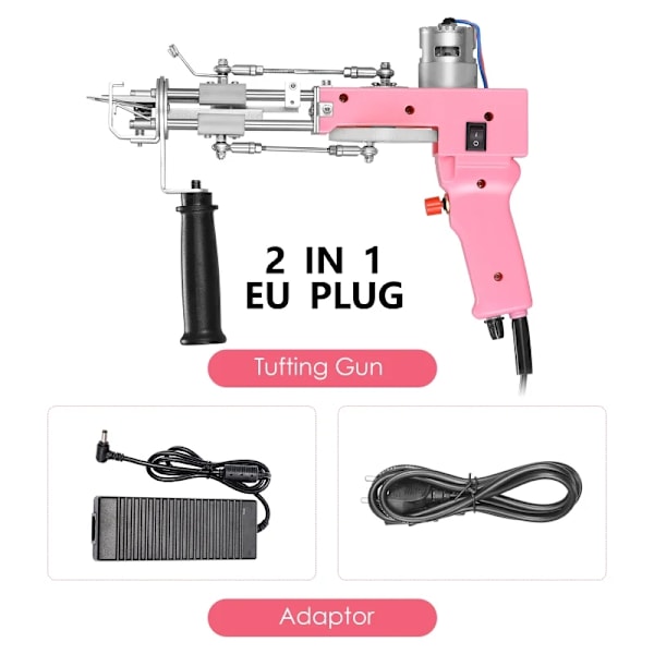 2-i-1 Elektrisk Tæppe Tufting Pistol, Justerbar Hastighed 5-40 Sting/sek, Høj Effektivitet 70W,EU STIK 220V EU Plug 220V EU PLUG 220V