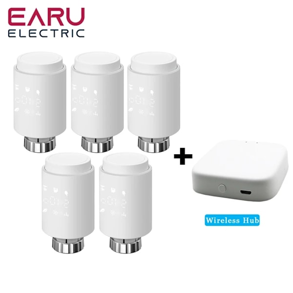 Smart ZigBee Radiatorventil, App-styring, Kompatibel med Stemmeassistenter,5 stk. TV02-Hub 5pc TV02-Hub 5pc TV02-Hub