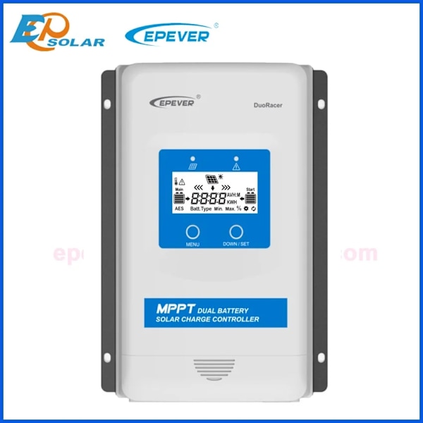 Kaksoisakku MPPT aurinkopaneelien lataussäädin, 10A/20A/30A, Edistynyt energianhallinta,Vain ohjain, DR2210N-DDS (20A), 12V 24V automaattinen Only Controller Only Controller