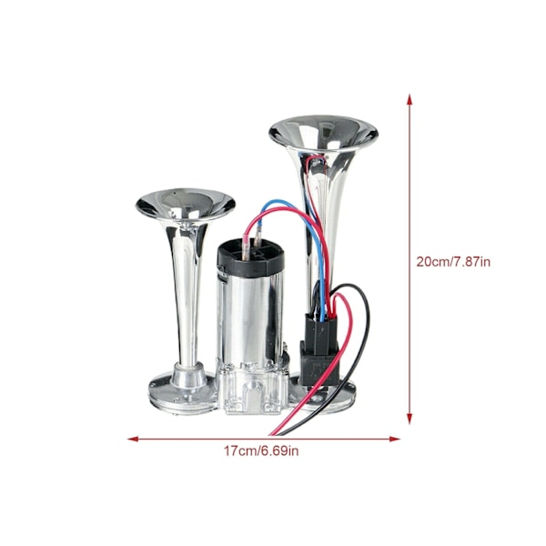 Bilkompressorhorn, 600db Ljudstyrka, Dubbeltrumpet, Universell Passform, 12V