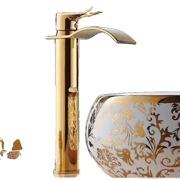 Badrumskran, Guld Finish, Vattenfall Design B