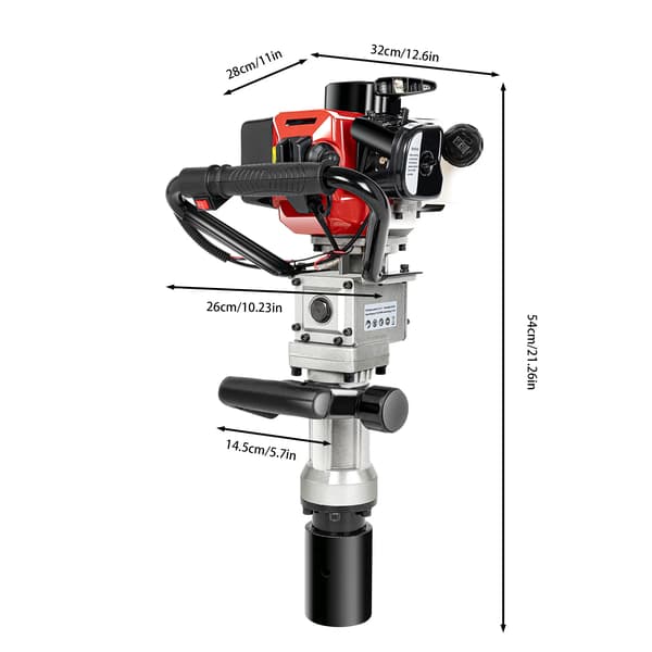 Gasdriven T-stolpsdriver, 32,6 cc motor, effektiv prestanda