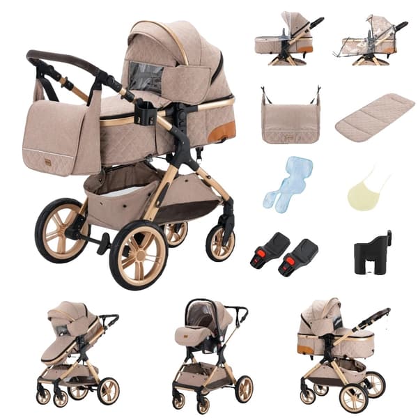 Babyvogn, Multifunktionel, Let Foldedesign, Højere version X1 Khaki
