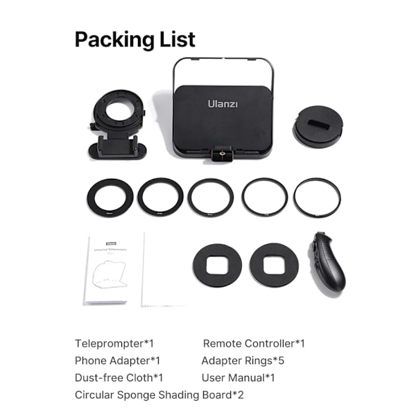 Bärbar Teleprompter för Tablets och Telefoner, 19cm x 12cm Skärm, Kompatibel med Fjärrkontroll,RT02 RT02 RT02