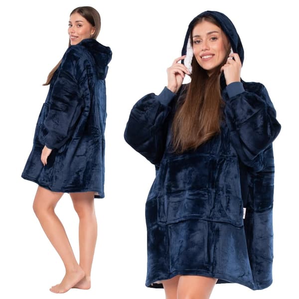 Sweatshirtfilt, Överdimensionerad Komfort, Funktionell Design, Blå