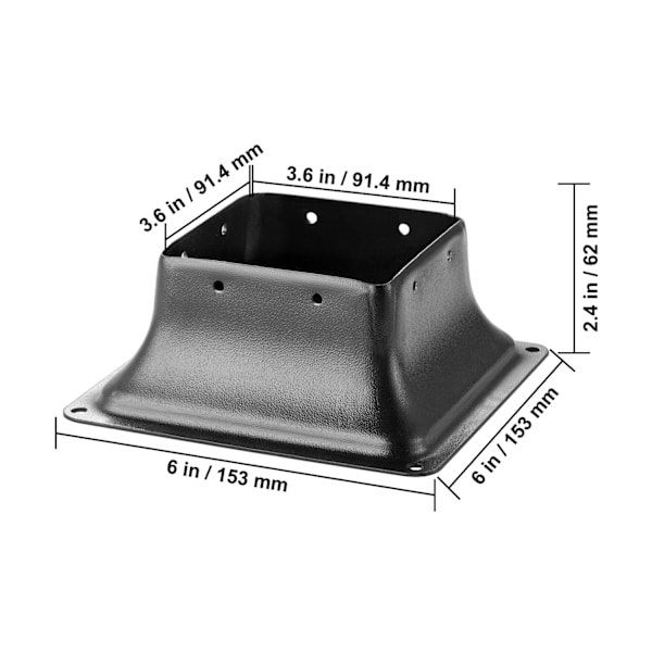 4x4 Stolpbas, Hållbart Kolstål, Enkel Installation, 6x6x2,4 tum Dimensioner,20 stycken 20 pcs 20 Pcs