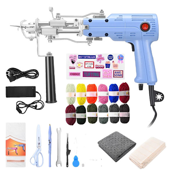 Tufting Gun Kit, Højhastigheds- og Justerbare Tæppehøjder, Omfattende Tilbehørsæt,Blå Sæt EU 220V Blue Sets EU 220V Blue Sets EU 220V