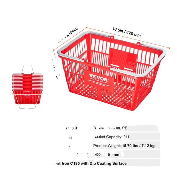 Shoppingkorg, 12-delarsset, hållbart PE-material, 21L