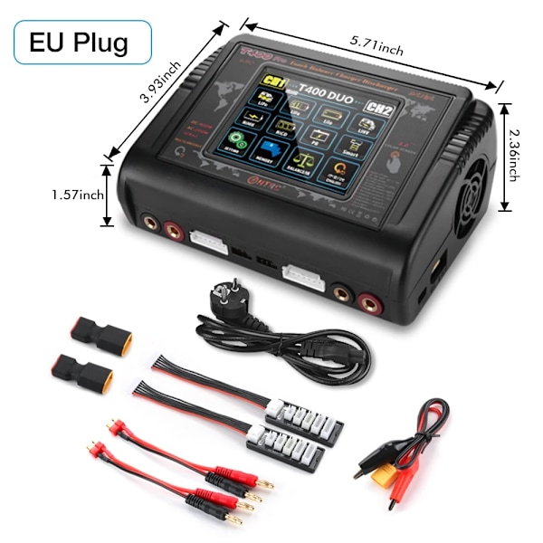 Kaksikanavainen RC-laturi, 400W korkea teho, LCD-kosketusnäyttö,EU-liitin EU Plug EU PLUG