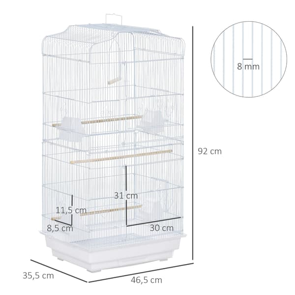 Fågelbur, järnmaterial, flera åtkomstdörrar, rymlig design, Vit