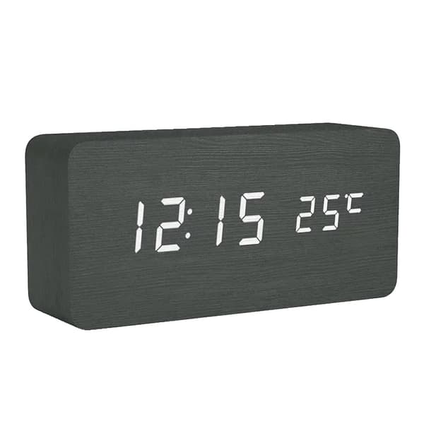 Digital väckarklocka, trädesign, temperaturvisning, svart