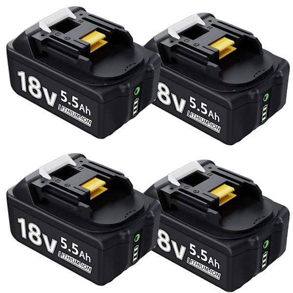 18V Li-ion batteri för Makita verktyg, 5,5Ah kapacitet, LED-indikator,4 stycken 4 PCS 4 pcs