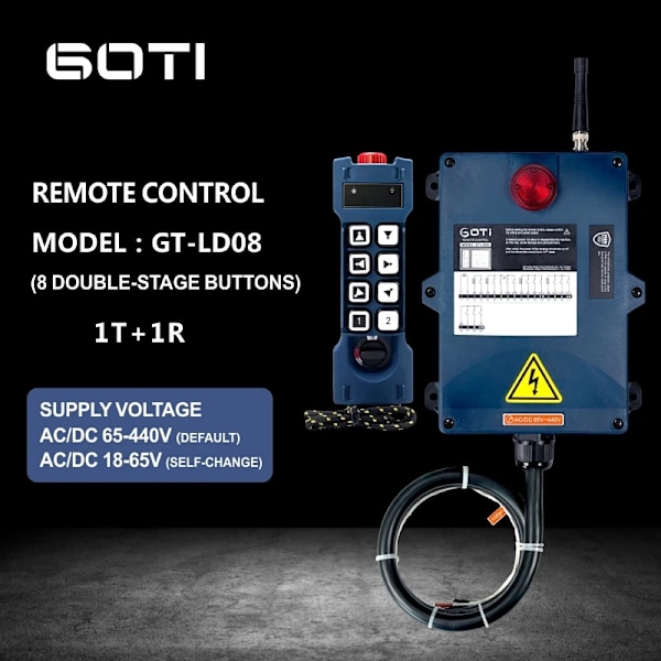 Teollinen kauko-ohjain, 8 kaksinkertaista nopeuspainiketta, 100 metrin kantama,18-440V 1T1R 18-440V 1T1R 18-440V 1T1R
