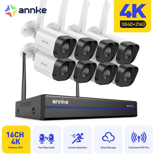 CCTV-system, 8MP opløsning, 16-kanals understøttelse, 16CH NVR 8 stk kamera, Ingen