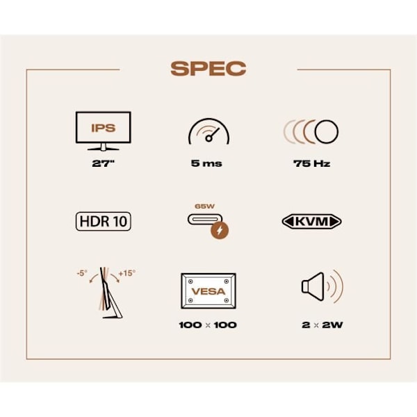 Office PC-skærm | 27" | WQHD | USB-C (+ 65W opladning)