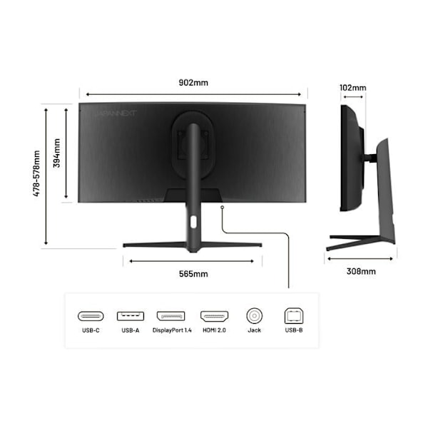 Kurvad PC-skärm | 37,5" | UWQHD+ | IPS-panel | USB-C (+ laddning 65W)