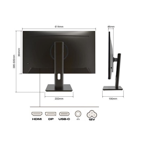 Office PC-skärm | 27" | FULL HD | USB-C (+ 65W laddning)