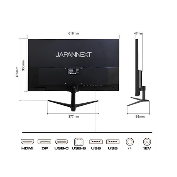 PC-skærm - JAPANNEXT - 27" WQHD - IPS - 60Hz - USB-C 65W